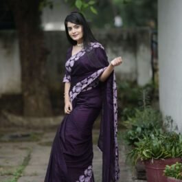 Beautiful Purple Rangoli Saree Sequins Embroidery Work With Blouse Piece